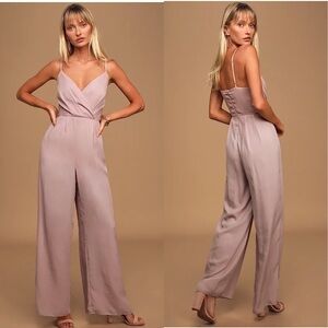 CALL For Me Dusty Lavender Faux Wrap Jumpsuit (Size:Small)